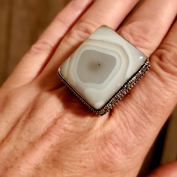 New Huge Botswana Agate 925 Silver Statement Ring. - Picture 9 of 12